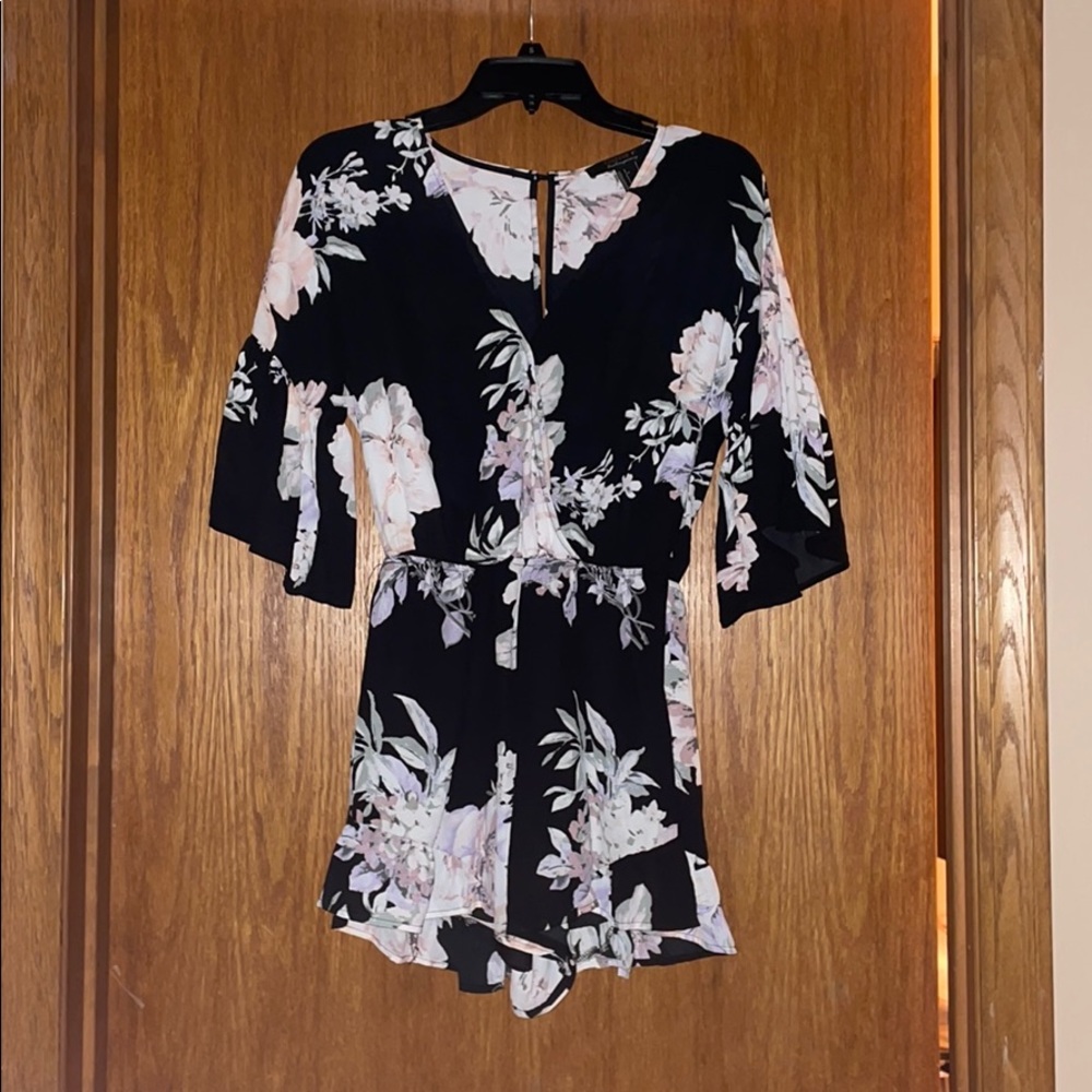 Forever 21 Black Floral Romper